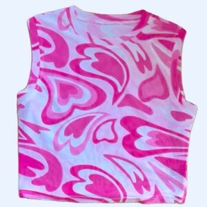 PINK HEARTS SHEER CROPPED BODYCON TANK